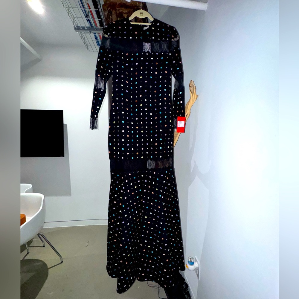 Huishan Zhang embroidered wool gown/dress NEW